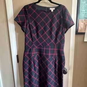 Brooks Brothers Black and Red Plaid Midi Dress
